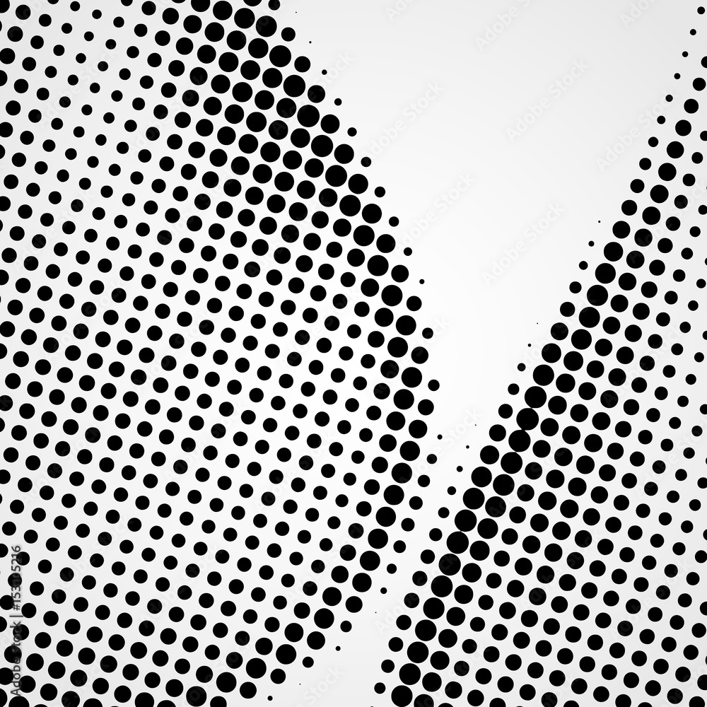 Poster halftone abstract black dots design element isolated on a white background.