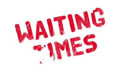 Waiting Times rubber stamp. Grunge design with dust scratches. Effects can be easily removed for a clean, crisp look. Color is easily changed.