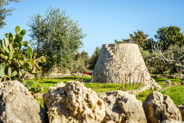 Old trulli and field storeroom in Puglia, Italy