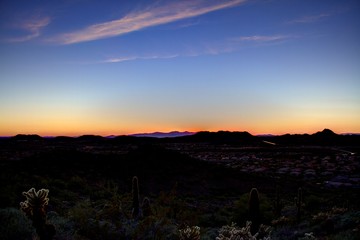 The desert just after sunset with North Phoenix below.