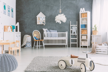 Kids room with grey wall