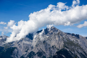 White cloud above the mountain in Switzerland.