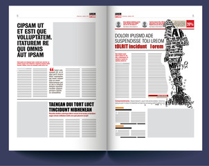 modern newspaper template, man silhouette made with letters