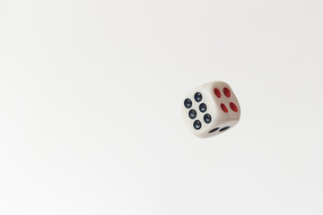 White Dice the roll on light background