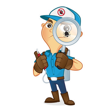 recommend clip art: Exterminator holding magnifying glass