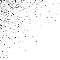 Obraz premium Dense black dots. Scattered top left corner with dense black dots on white background. Vector illustration.