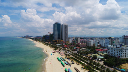 View from the coastline to the city of Da Nang in Vietnam