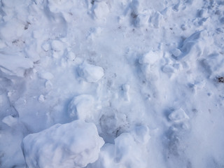 Closeup snow surface and texture on ground, white background of snow textured, source for graphic design.