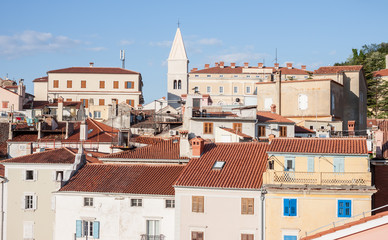 colorful facades of Piran town