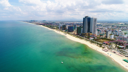 View from the coastline to the city of Da Nang in Vietnam	