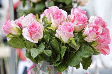Bouquet of beautiful pink roses