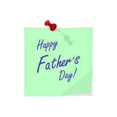 Vector sticker with pin and hand drawn lettering Happy Father's Day. Template for Fathers Day designs.