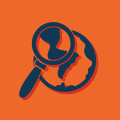 Global search flat icon. Vector illustration.