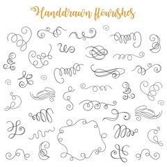 Decorative calligraphic elements. Wedding elements: swashes, swirls, flourishes. Handdrawn flourishes and text decorations