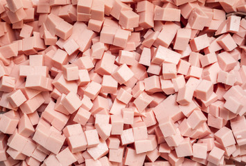 pink chopped sausage for salad