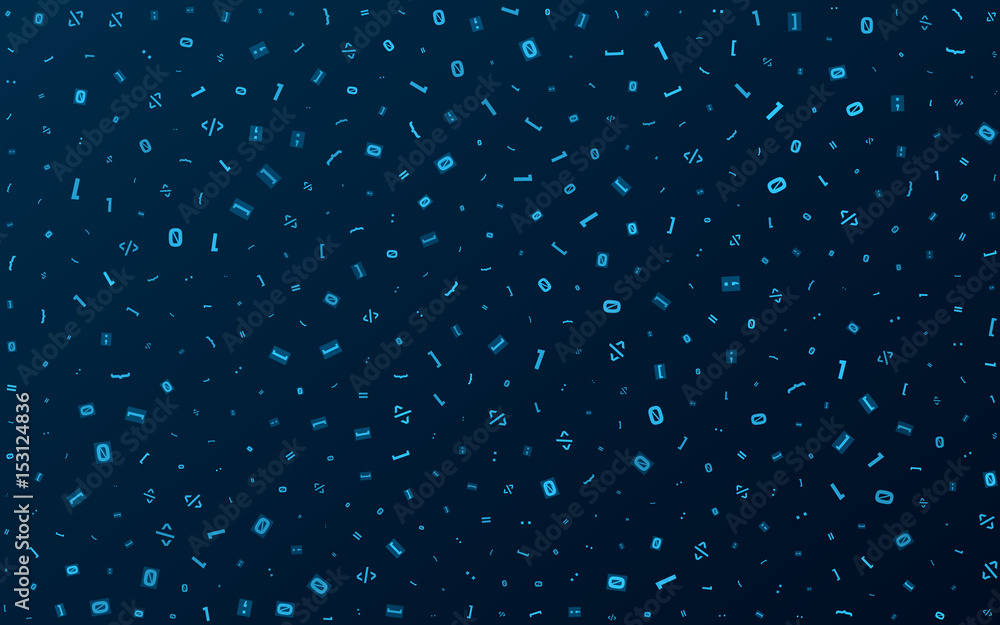 Poster abstract background from different programming symbols. hi-tech and programming in design. signs of 