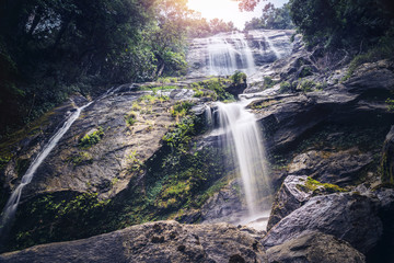 Natural background waterfall. background Wallpaper nature Forest Hill Waterfall. thailand doi inthanon