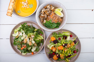 Set of different dishes