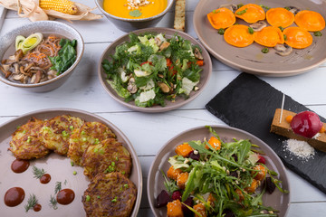 Set of different dishes