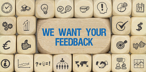We want your Feedback / Würfel mit Symbole