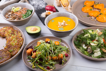 Set of different dishes