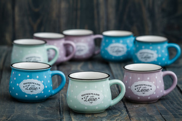 Colorful Ceramic Mugs with Enamel Look