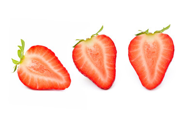Fresh red strawberries isolated on a white background