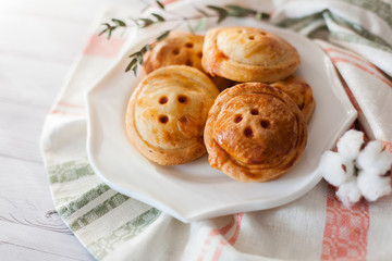 Pies buttons with sausage and cheese