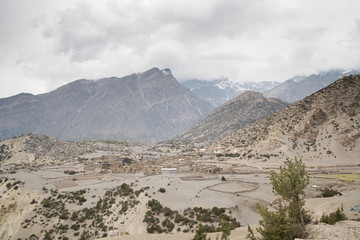 Fototapeta na wymiar Landscape in Annapurna circuit,trekking in Nepal