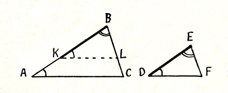 Theorem - two triangles are similar, if two of their angles are equal