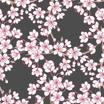 Seamless pattern with sakura © Natalia Piacheva