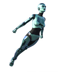 3d render of a metal female robot isolated