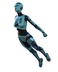 3d render of a metal female robot isolated