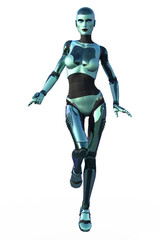 3d render of a metal female robot isolated