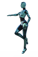 3d render of a metal female robot isolated