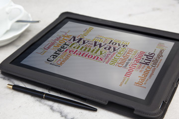 tablet with my way word cloud