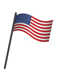 USA vector table flag template. Waving United States of America flag on a metallic pole, isolated on a white background. Flag stand, flagstaff