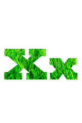 Letter X made of green grass isolated on white