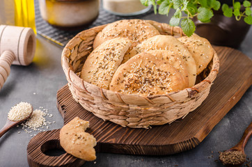 Homemade crackers with cumin