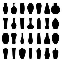 Set of silhouettes of vases, vector illustration