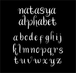 Natasya vector alphabet lowercase characters. Good use for logotype, cover title, poster title, letterhead, body text, or any design you want. Easy to use, edit or change color. 