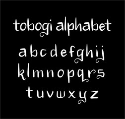 Fototapeta na wymiar Tobogi vector alphabet lowercase characters. Good use for logotype, cover title, poster title, letterhead, body text, or any design you want. Easy to use, edit or change color. 