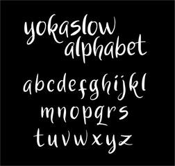Yokaslow vector alphabet lowercase characters. Good use for logotype, cover title, poster title, letterhead, body text, or any design you want. Easy to use, edit or change color. 