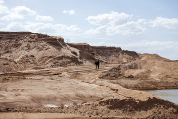 sand quarry with lake.