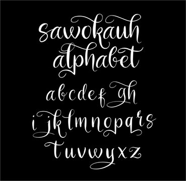 Sawokauh vector alphabet lowercase characters. Good use for logotype, cover title, poster title, letterhead, body text, or any design you want. Easy to use, edit or change color.