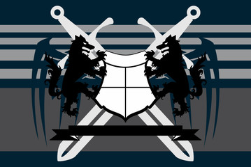 Fototapeta na wymiar heraldic wolf coat of arms crest tattoo background in vector format