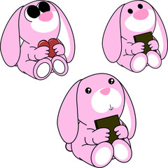 lovely cute little baby bunny cartoon set in vector format very easy to edit
