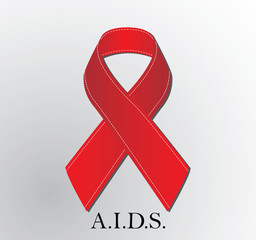 World aids day.Red Aids ribbon.World AIDS Day 1 December. Red AIDS ribbon isolated on white background with shadow. AIDS icon.AIDS awareness. HIV & STI.AIDS logo. AIDS symbol. HIV symbol.HIV disease.