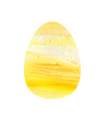 Happy Easter monochrome egg with acrylic texture on white background