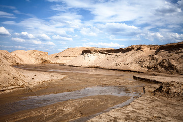 Fototapeta na wymiar dry river in desert and blue sky